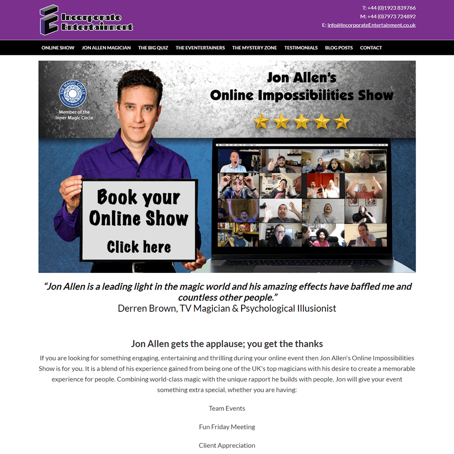 Incorporate entertainment website