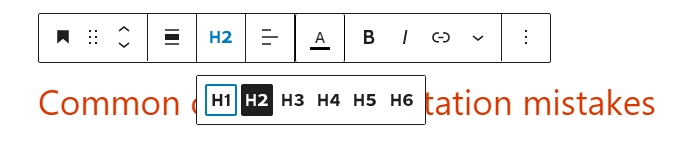 Headings block in wordpress