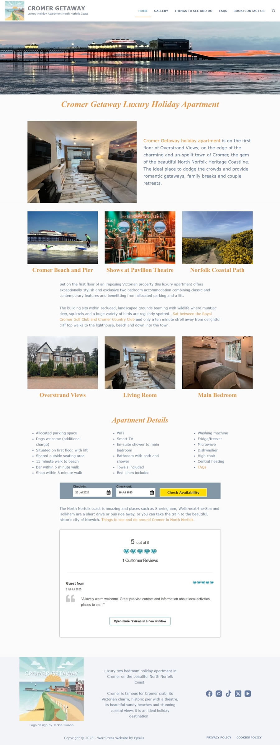 WordPress Web Design for Cromer Getaways
