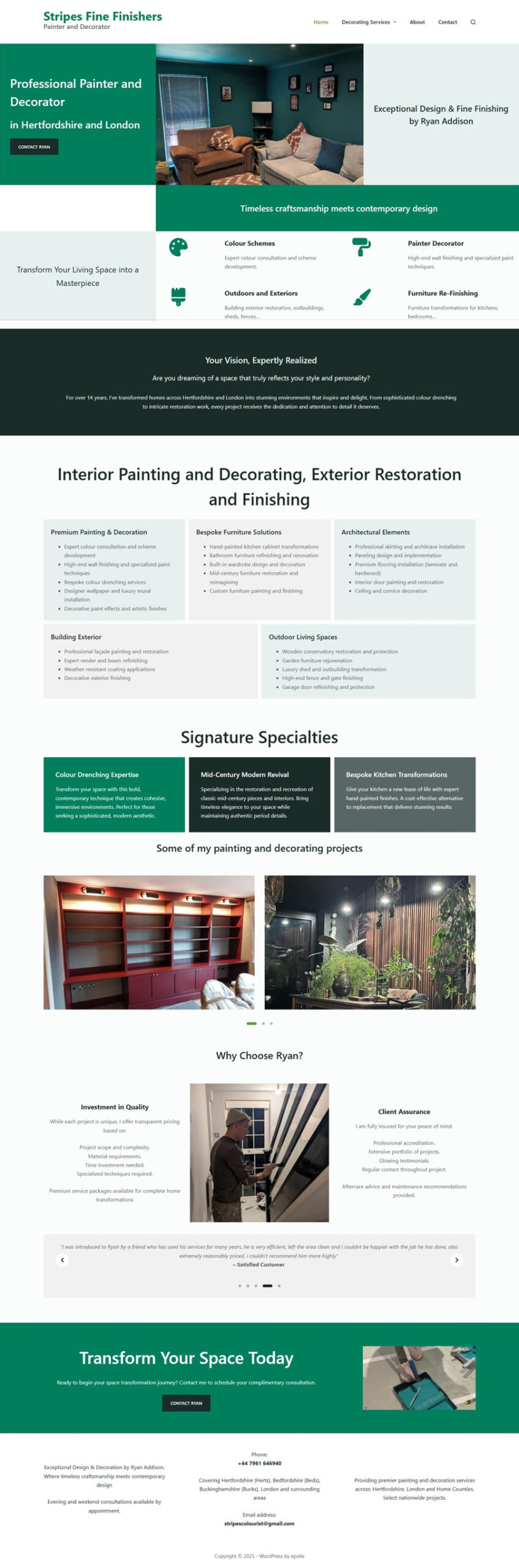 WordPress web design for Stripes Fine Finishers