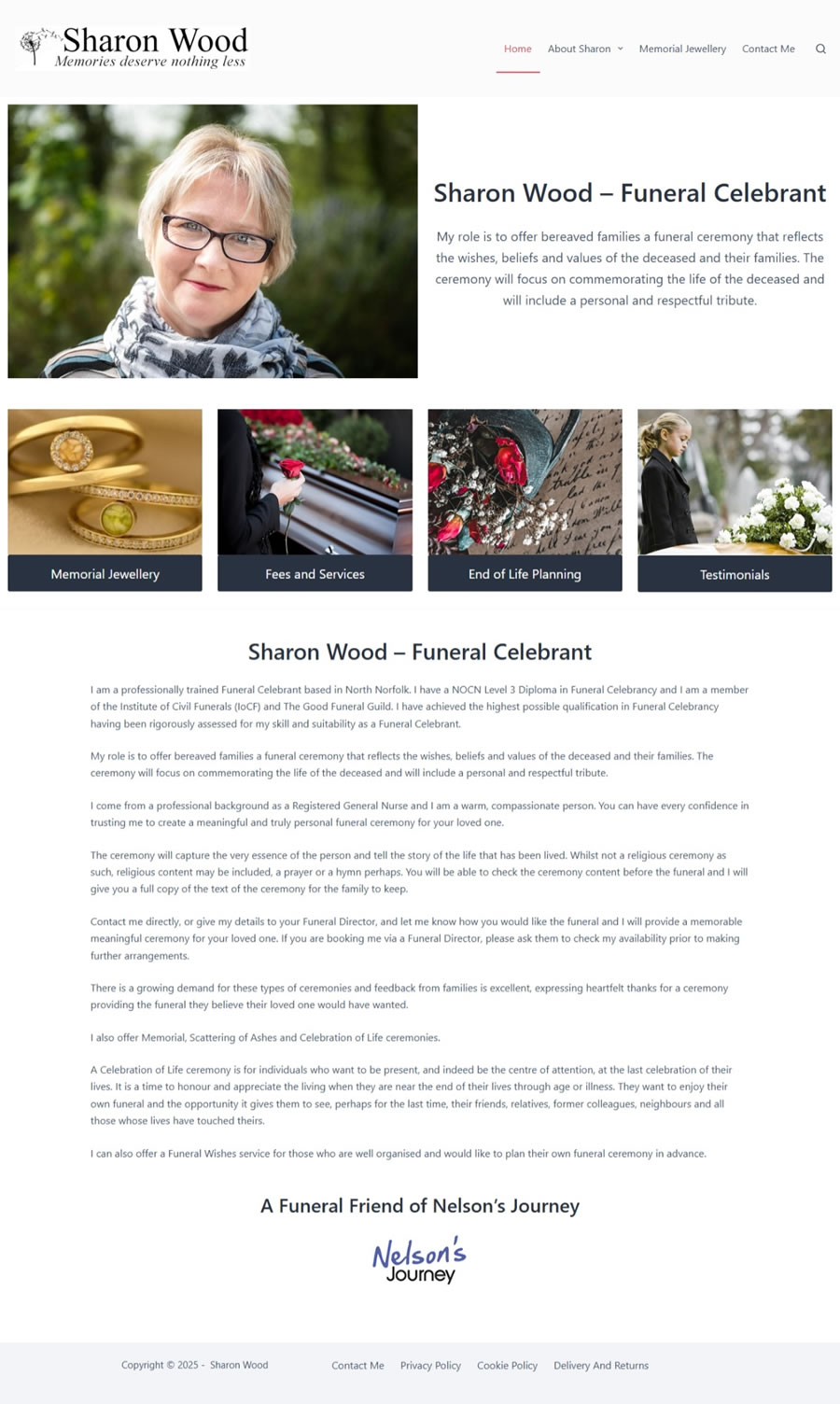 sharon wood funeral celebrant web site design
